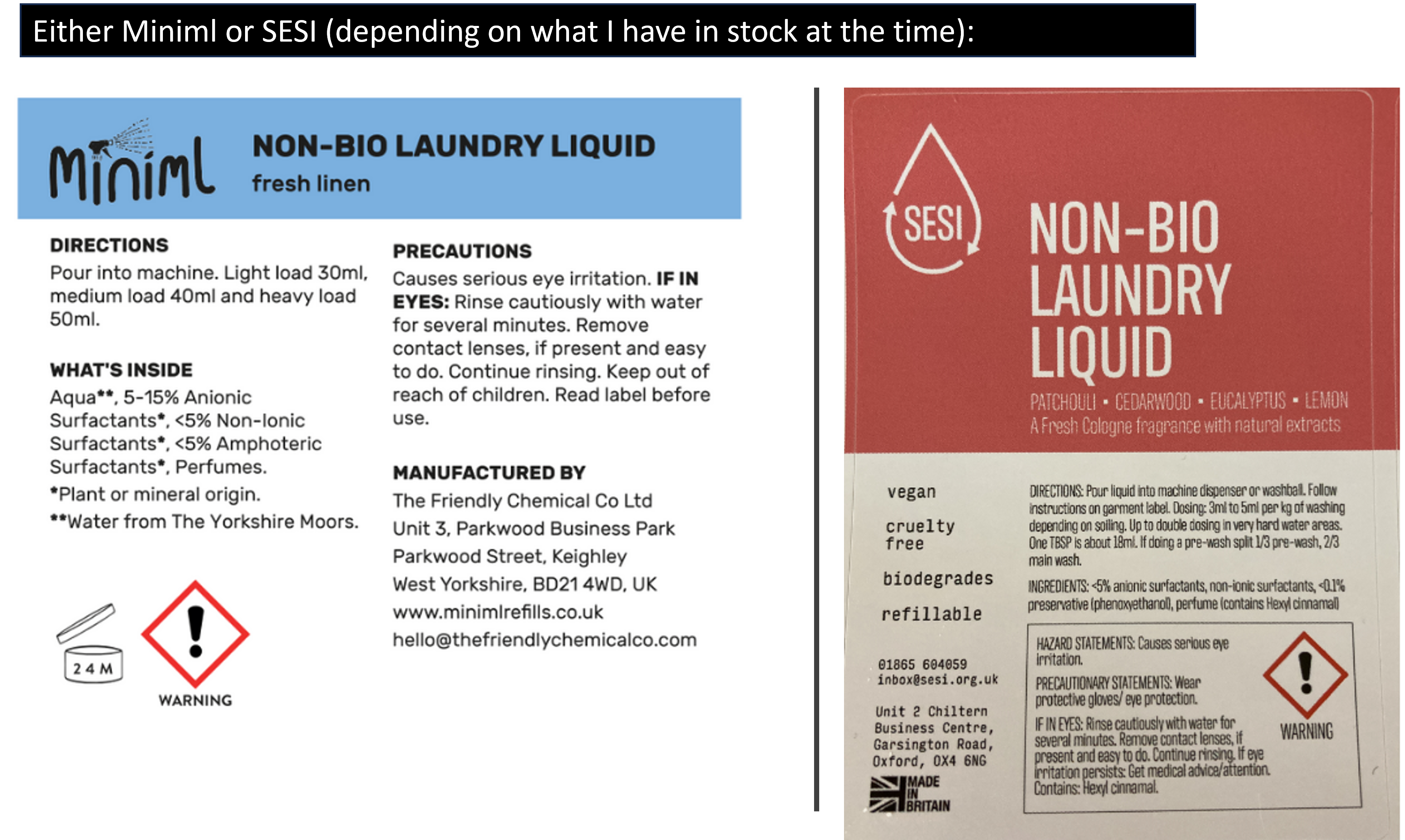 non-bio laundry liquid refills